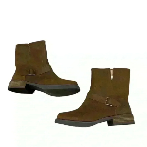 Dingo Womens Brown Leather Slip-On‎ Round Toe Buckle Motorcycle Boots US 9 - Picture 1 of 9